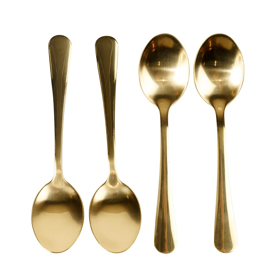 Coffee spoon set 4, golden color, 13,6x3,15xH0.85
