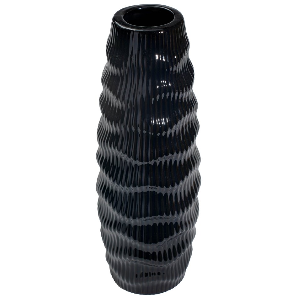 Vase Gavardo black BL, (shiny glazed black), 13.5x35.6cm