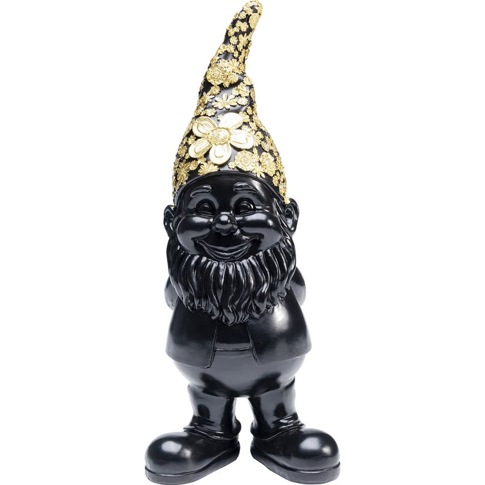 Dekoratiivfiguur Gnome Standing, mustad/kuldsed värv, H30x9.5x12cm