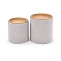 Storage ottoman-table Haviko, set of 2 pcs, light grey, MDF/polyester,  D38cm, H45cm / D35cm, H39cm