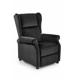 Recliner Haustin, black velvet, H107-83x75x92-160cm, seat H45cm