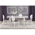 Dining table Hozarto 180, white, MDF/steel, W140-180x80cm, H75cm