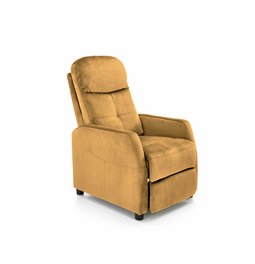 Recliner chair Helipe, mustard color velvet, H103-76x64x84-135cm, seat H48cm