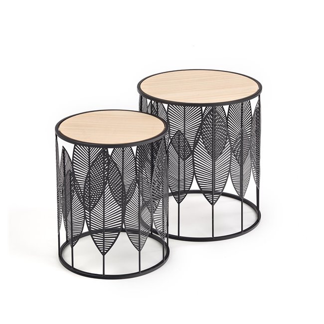 Side table set Holla Black, 2 pcs, MDF/steel, D40cm, H45cm / D33cm, H40cm