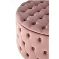 Ottoman with storage box Hunez, pink velvet, D70cm, H40cm