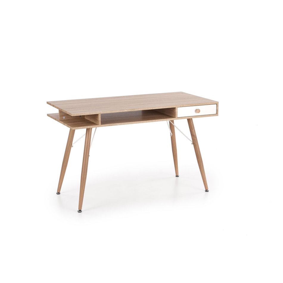 Desk Hyrathis, oak/white color, MDF/steel,  H75x120x60cm