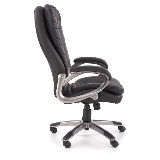 Office chair Heston, black eco leather, W114-124x66cm, H72cm, seat H49-59cm