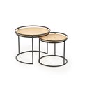 Side table set Hando, 2 pcs, black/natural, steel/rattan, D51cm, H42cm / D41cm, H37cm