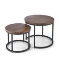 Kohvilaud komplekt Horeo, 2 tk, must/pähkli värvi,  MDF/teras, D53cm, H45cm / D43cm, H35cm