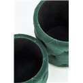 Set of 2 poufs Holly, dark green, D40cm, H44cm / D33cm, H38cm