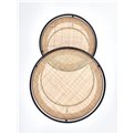 Side table set Hando, 2 pcs, black/natural, steel/rattan, D51cm, H42cm / D41cm, H37cm