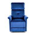 Electric recliner Hemiro, navy blue velvet, USB charging socket, W90-170x80cm, H92-108cm, seat H46cm