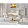 Table Hasemiro, white marble look/gold, glass/steel,  D90cm, H75cm