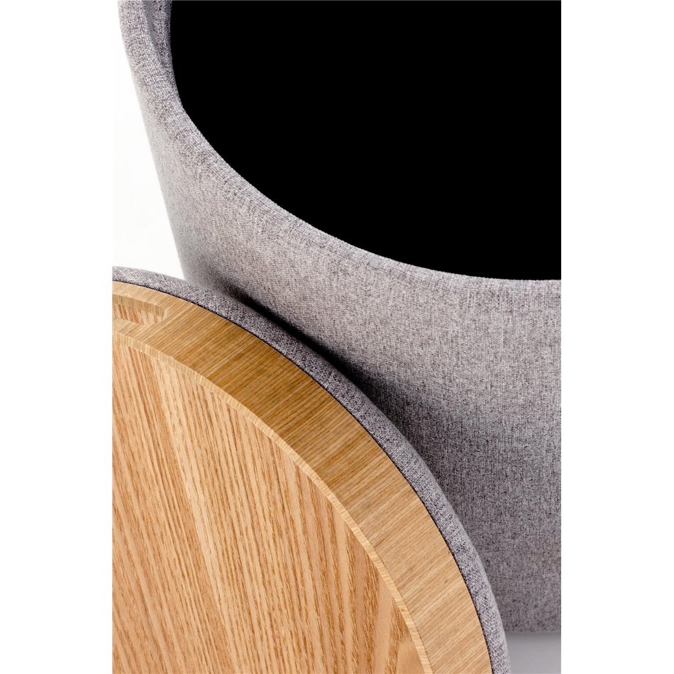 Storage ottoman-table Haviko, set of 2 pcs, light grey, MDF/polyester,  D38cm, H45cm / D35cm, H39cm