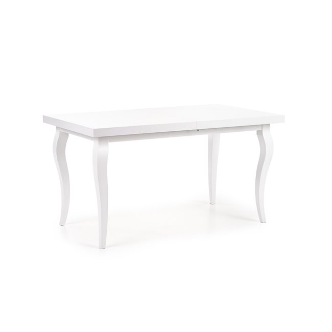 Dining table Hozarto 180, white, MDF/steel, W140-180x80cm, H75cm