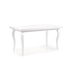 Dining table Hozarto 180, white, MDF/steel, W140-180x80cm, H75cm