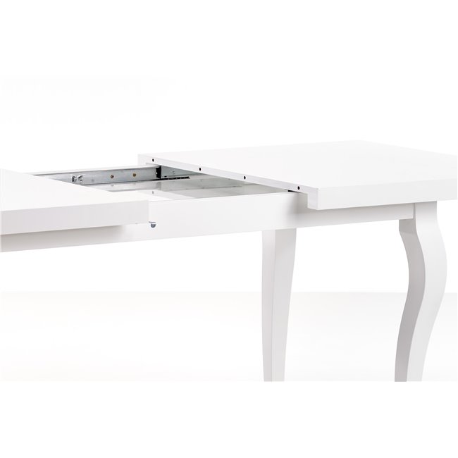 Dining table Hozarto 180, white, MDF/steel, W140-180x80cm, H75cm