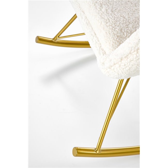 Rocking chair Hilberto, cream color boucle fabric, H78x77x67cm, seat H45cm