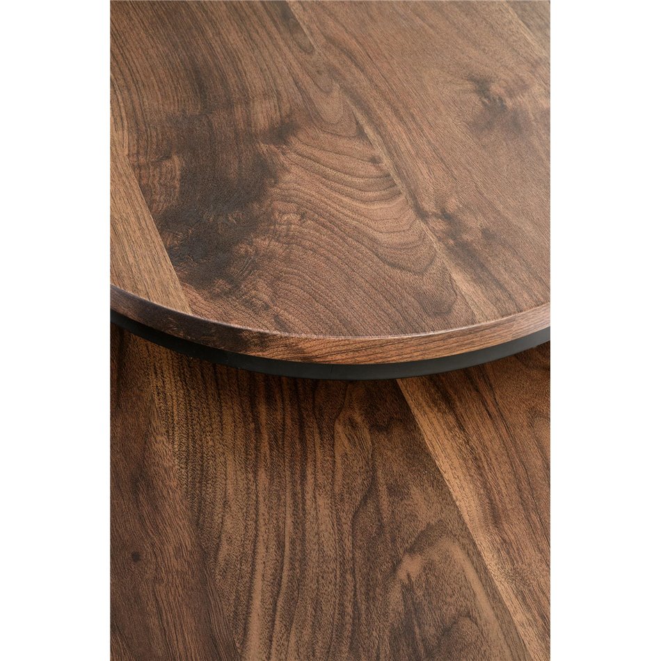 Kohvilaud komplekt Horeo, 2 tk, must/pähkli värvi,  MDF/teras, D53cm, H45cm / D43cm, H35cm