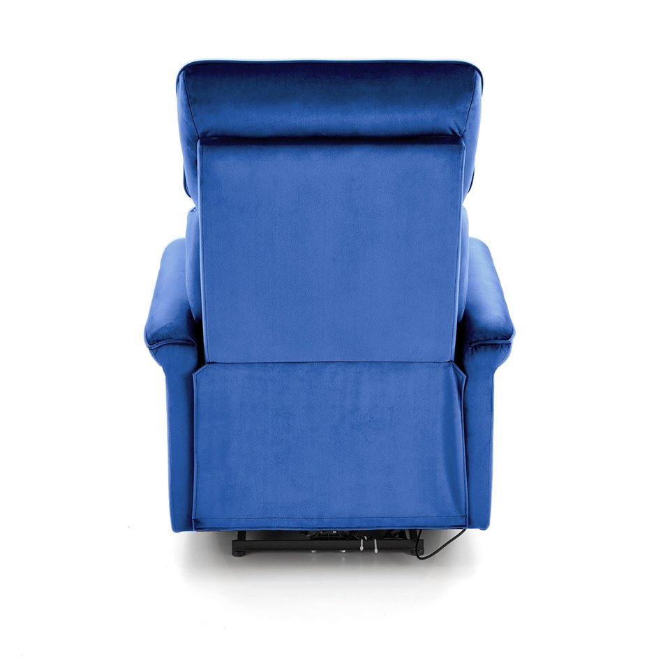Electric recliner Hemiro, navy blue velvet, USB charging socket, W90-170x80cm, H92-108cm, seat H46cm