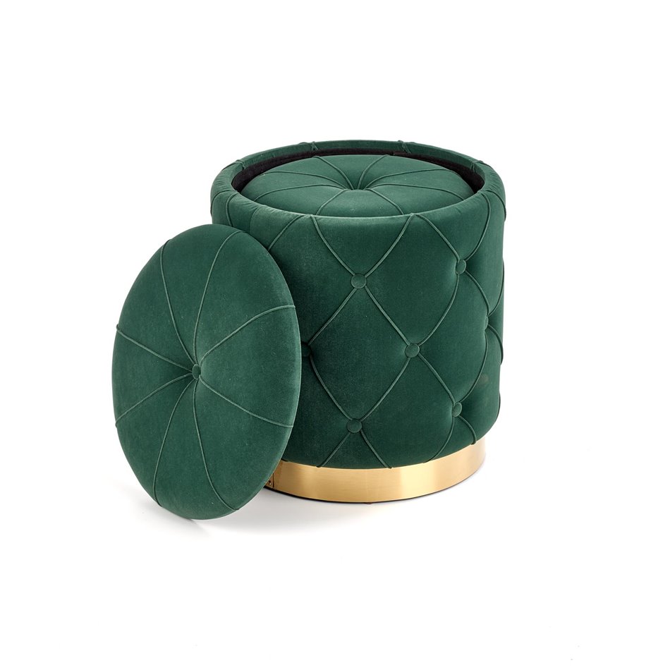 Set of 2 poufs Holly, dark green, D40cm, H44cm / D33cm, H38cm