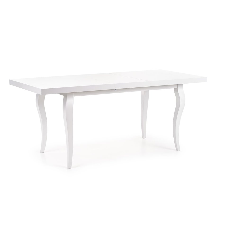 Dining table Hozarto 180, white, MDF/steel, W140-180x80cm, H75cm