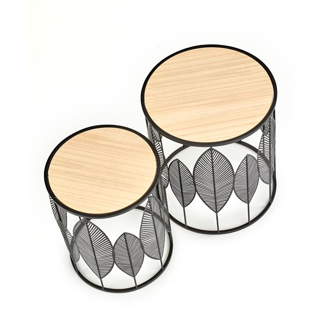 Side table set Holla Black, 2 pcs, MDF/steel, D40cm, H45cm / D33cm, H40cm