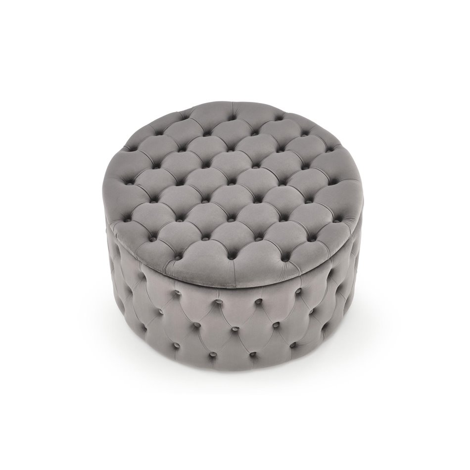 Пуф с ящиком для хранения Hunez, серый бархат, D70см, H40см