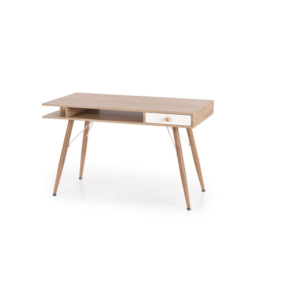 Desk Hyrathis, oak/white color, MDF/steel,  H75x120x60cm
