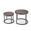 Kohvilaud komplekt Horeo, 2 tk, must/pähkli värvi,  MDF/teras, D53cm, H45cm / D43cm, H35cm