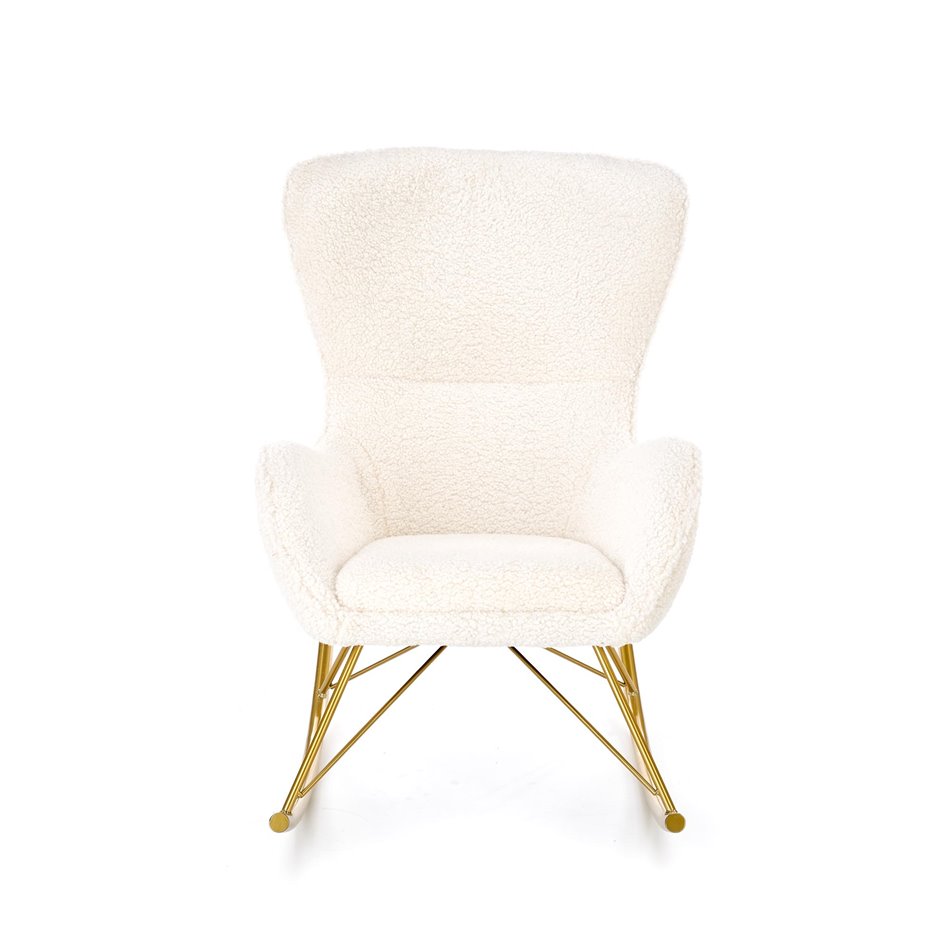 Rocking chair Hilberto, cream color boucle fabric, H78x77x67cm, seat H45cm