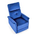 Electric recliner Hemiro, navy blue velvet, USB charging socket, W90-170x80cm, H92-108cm, seat H46cm
