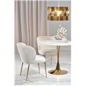 Table Hasemiro, white marble look/gold, glass/steel,  D90cm, H75cm