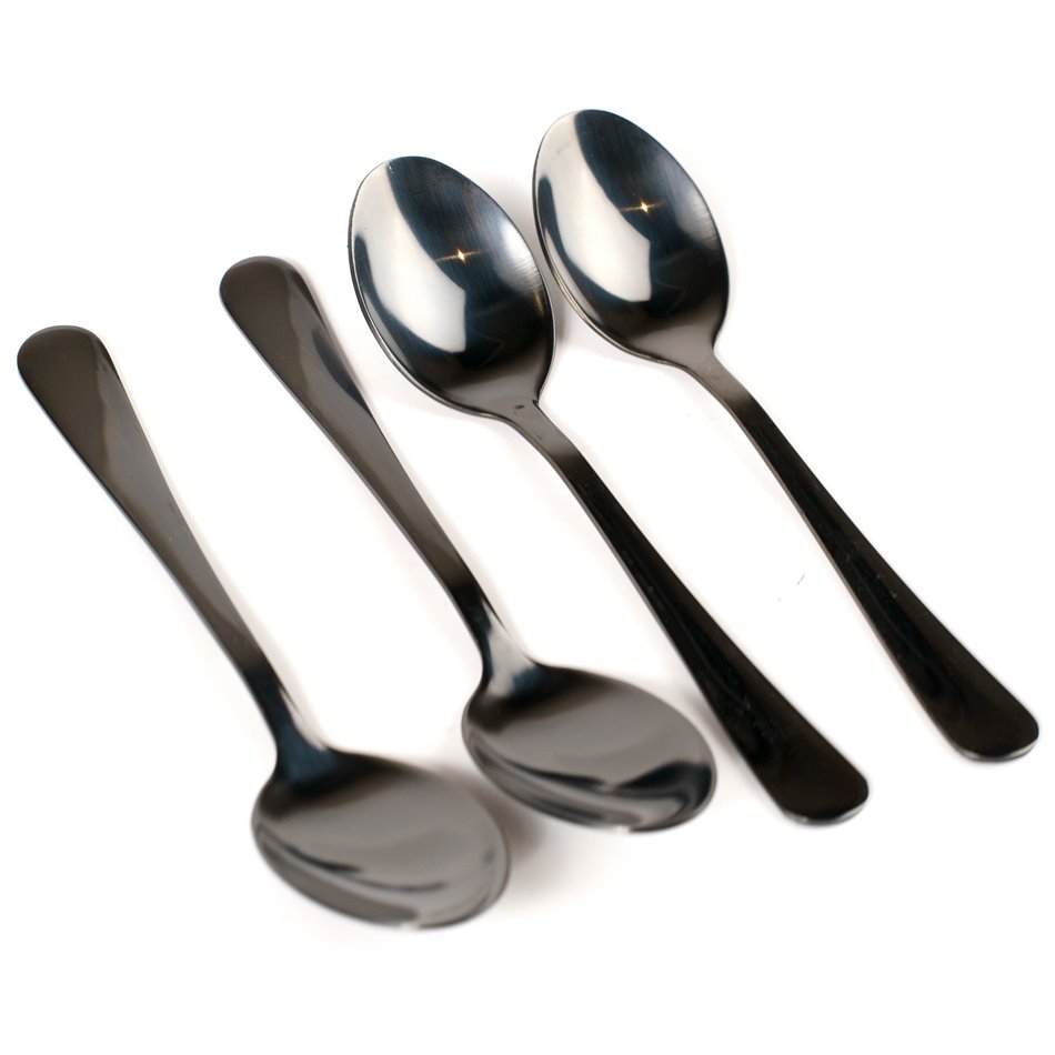 Coffee spoons set of 4 pcs., Shadow, black color, H13.6x3,15x0,85cm