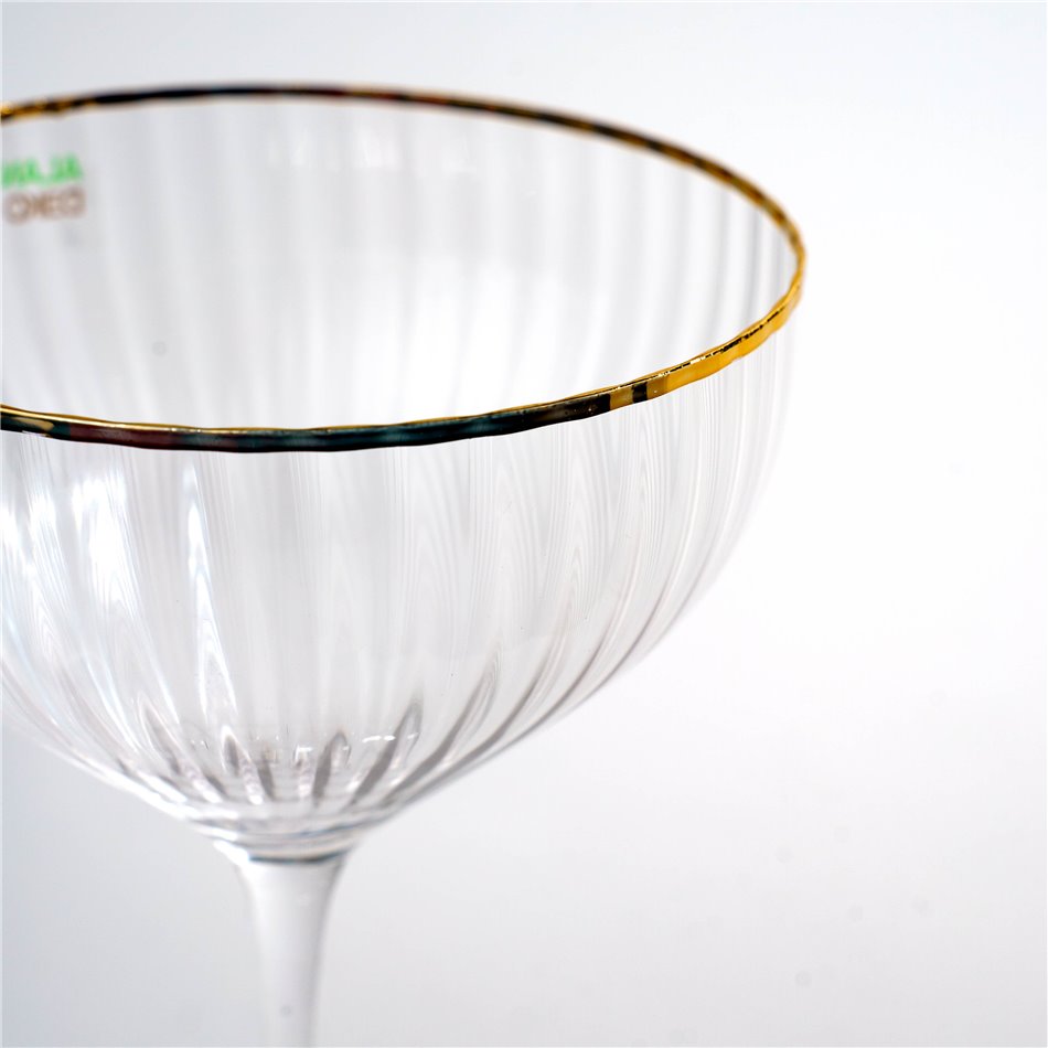 Champagne coupe Skatvik with gold rim, 280ml, H19xD11cm