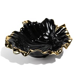 Decorat. ceramic fruit plate Garrel, black gold,26x24x9cm  