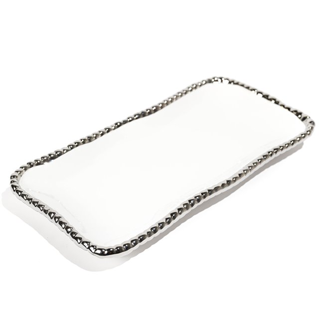 Ceramic fruit plate Gavi 2, white gold25.5x13x2.5cm