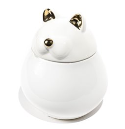 Decorative jar box Gledy, white/gold, 14x12.5x16cm