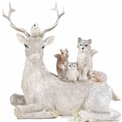 Deco Deer lying, white/beige, 15x13x6cm