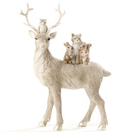 Deco Deer, white/beige, 15x19x6cm