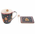 Mug with spoon, coaster Gingerbread, porcelain, 350ml,10.5cm