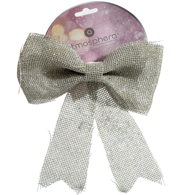 X-mas decor GOLD JUTE BOW W/GLITT, 19X24cm