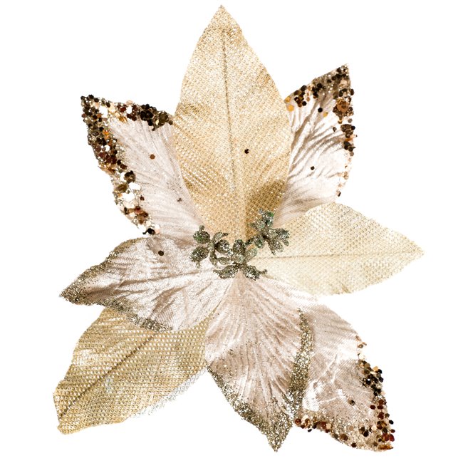 X-mas decor HANGING POINSETTIA END GLIT 23