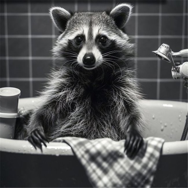 Стеклянная картина Raccoon Shower, cтекло, 90x60cm