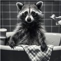 Стеклянная картина Raccoon Shower, cтекло, 90x60cm