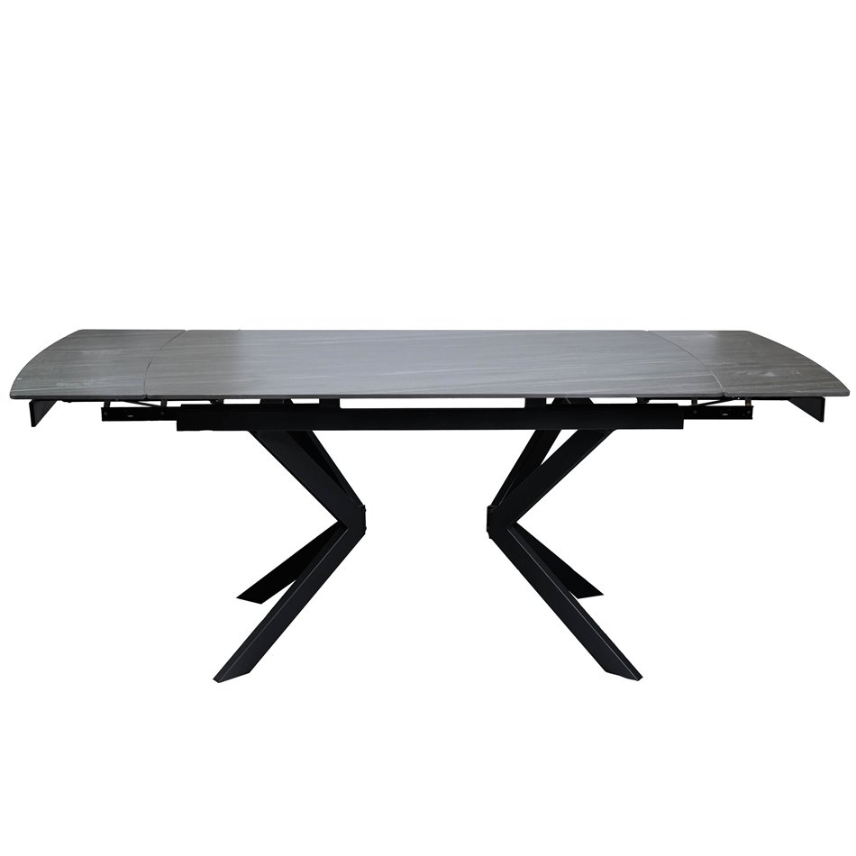Pikendatav söögilaud Laikko BL, paagutatud kivi/metall, must, 140-200X80cm H77cm