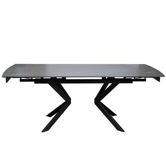 Pikendatav söögilaud Laikko BL, paagutatud kivi/metall, must, 140-200X80cm H77cm