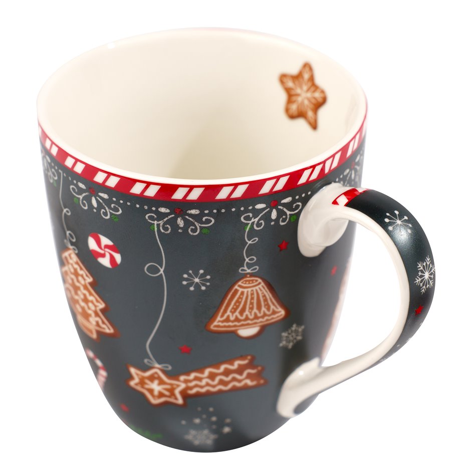 Mug with spoon, coaster Gingerbread, porcelain, 350ml,10.5cm