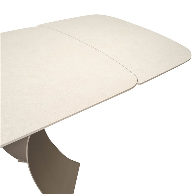 Раздвижной обеденный стол Raita 031, спеченный камень/металл, кремовый цвет, 160-240x90cm H75cm