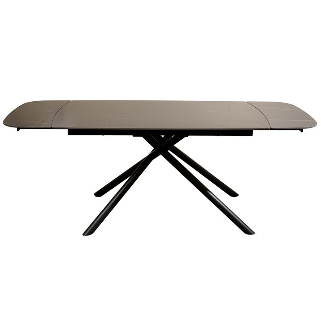 Extendable dining table Roberta 002, sintered stone/metal, black, 140-200x80cm H75cm
